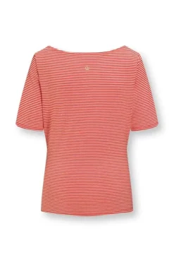 Pip Studio T-Shirts|Top Kurze Armel Little Sumo Stripe Koralle