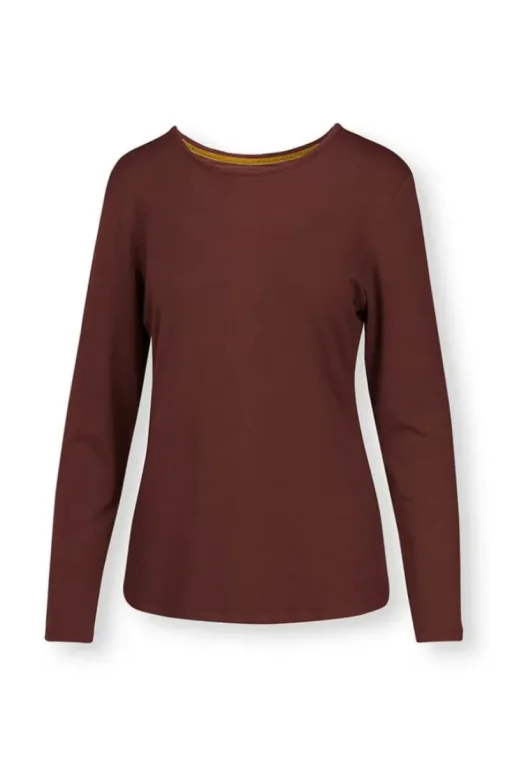 Pip Studio Tops Mit Langen Armeln|Top Lange Armel Solid Terra Rot