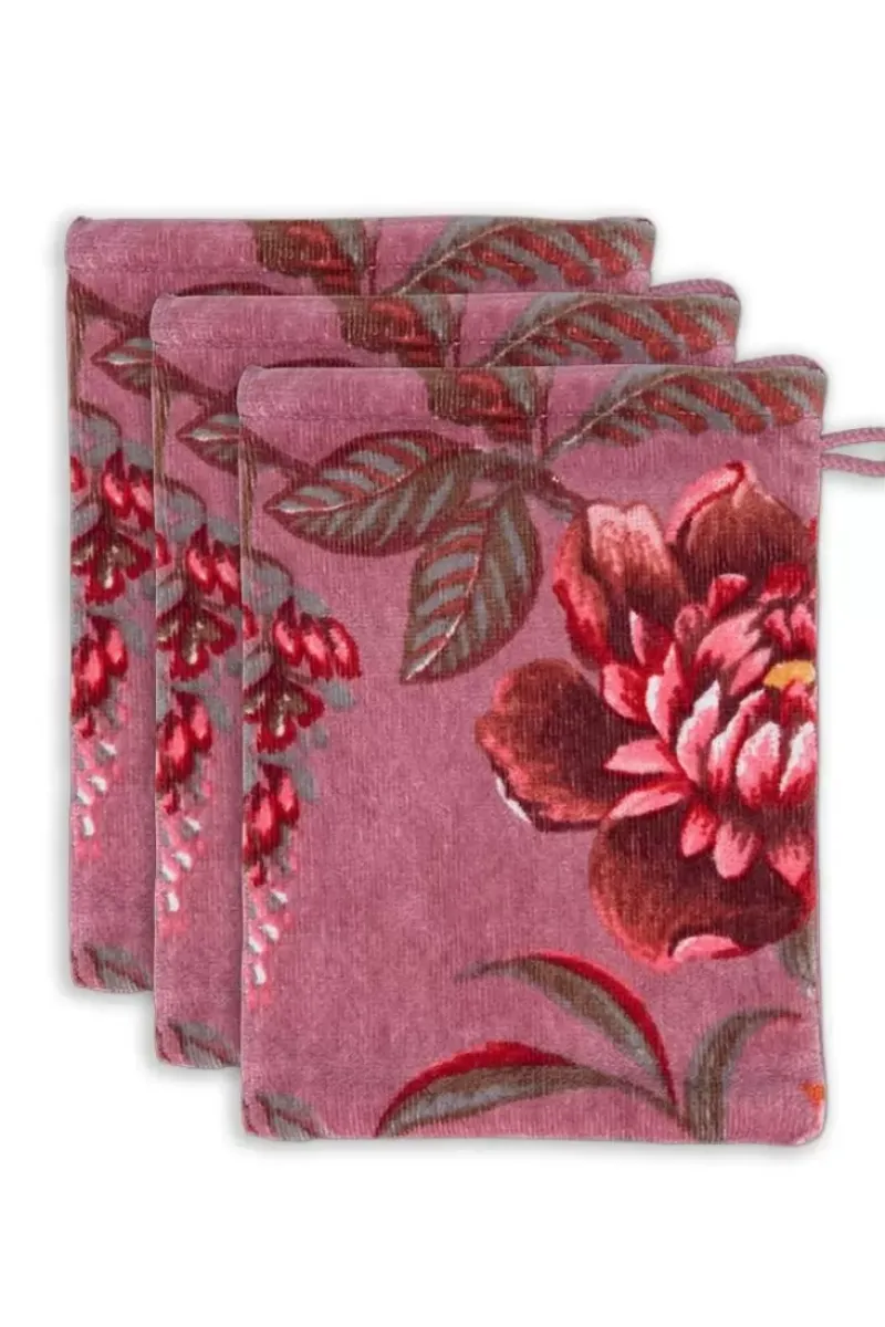 Pip Studio Waschlappen|Waschlappen Set/3 Secret Garden Mauve 16X22Cm