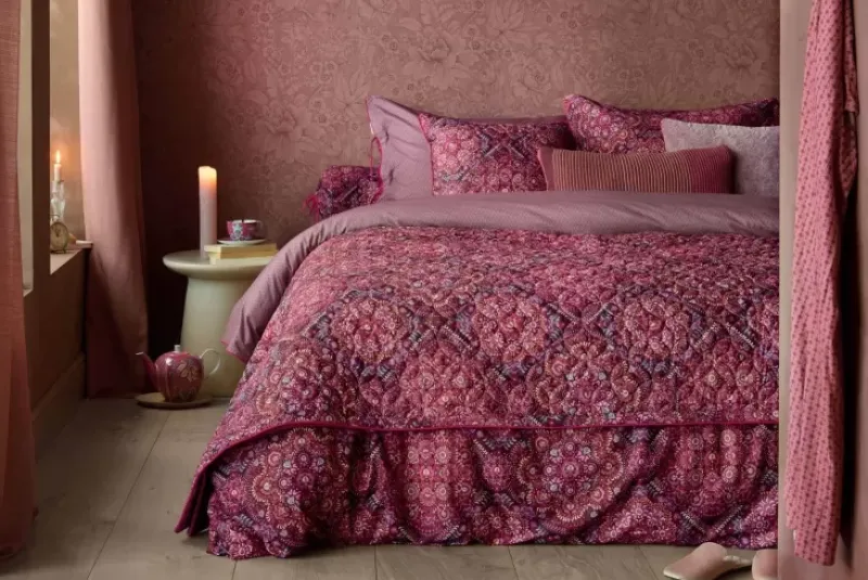 Pip Studio Bettkissen|Zierkissen Quilted Il Mosaico Dunkelrot